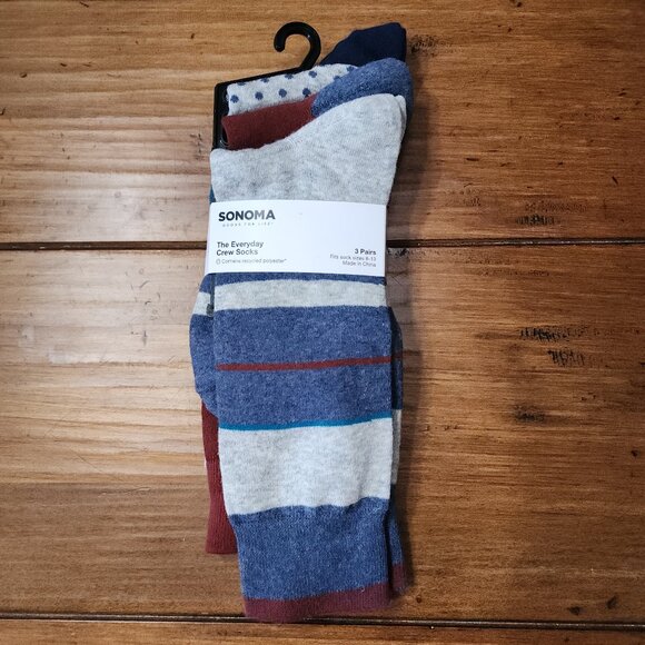 Sonoma - Men’s, that everyday crew sock new 3 pairs Size Fits 8 -13 NWT - Picture 1 of 6